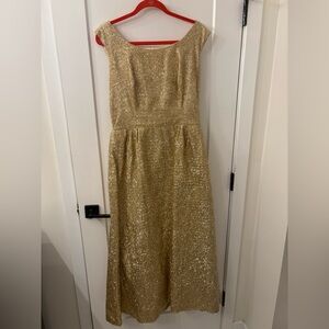 Vintage tinsel y mye Elegant Gold Evening Dress